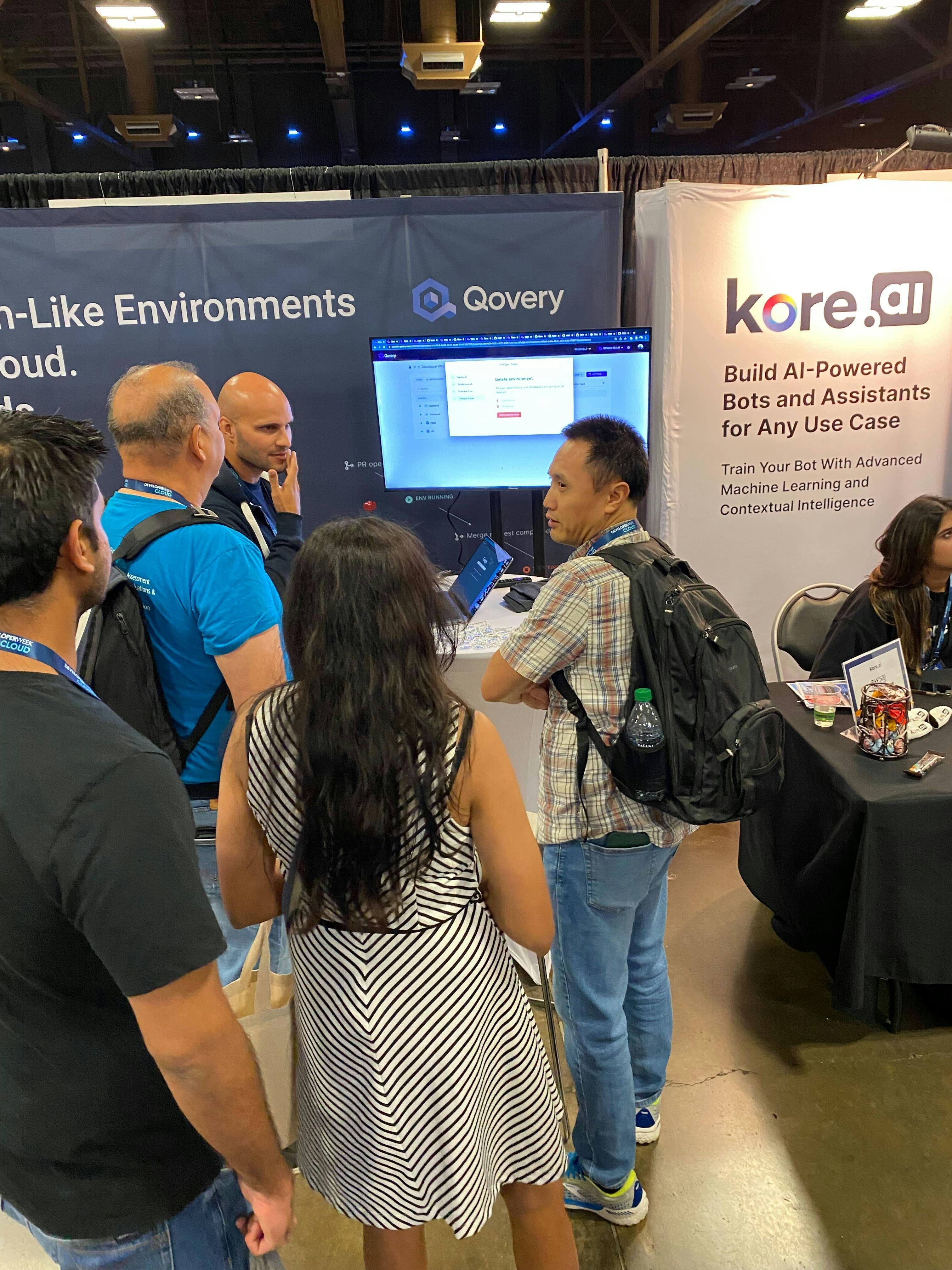 A live demo at the Qovery booth in the developer week cloud, Austin
