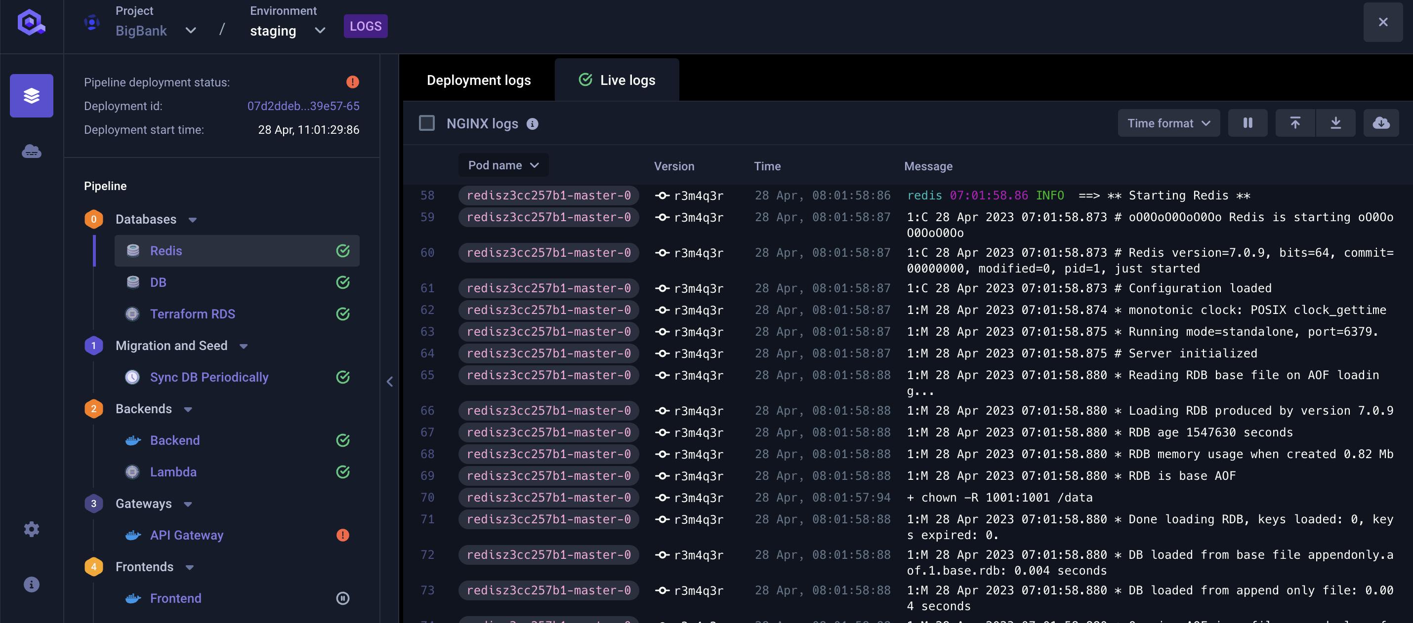 Container DB Logs