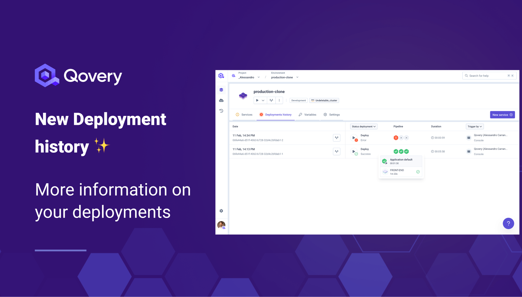 New Deployment history view