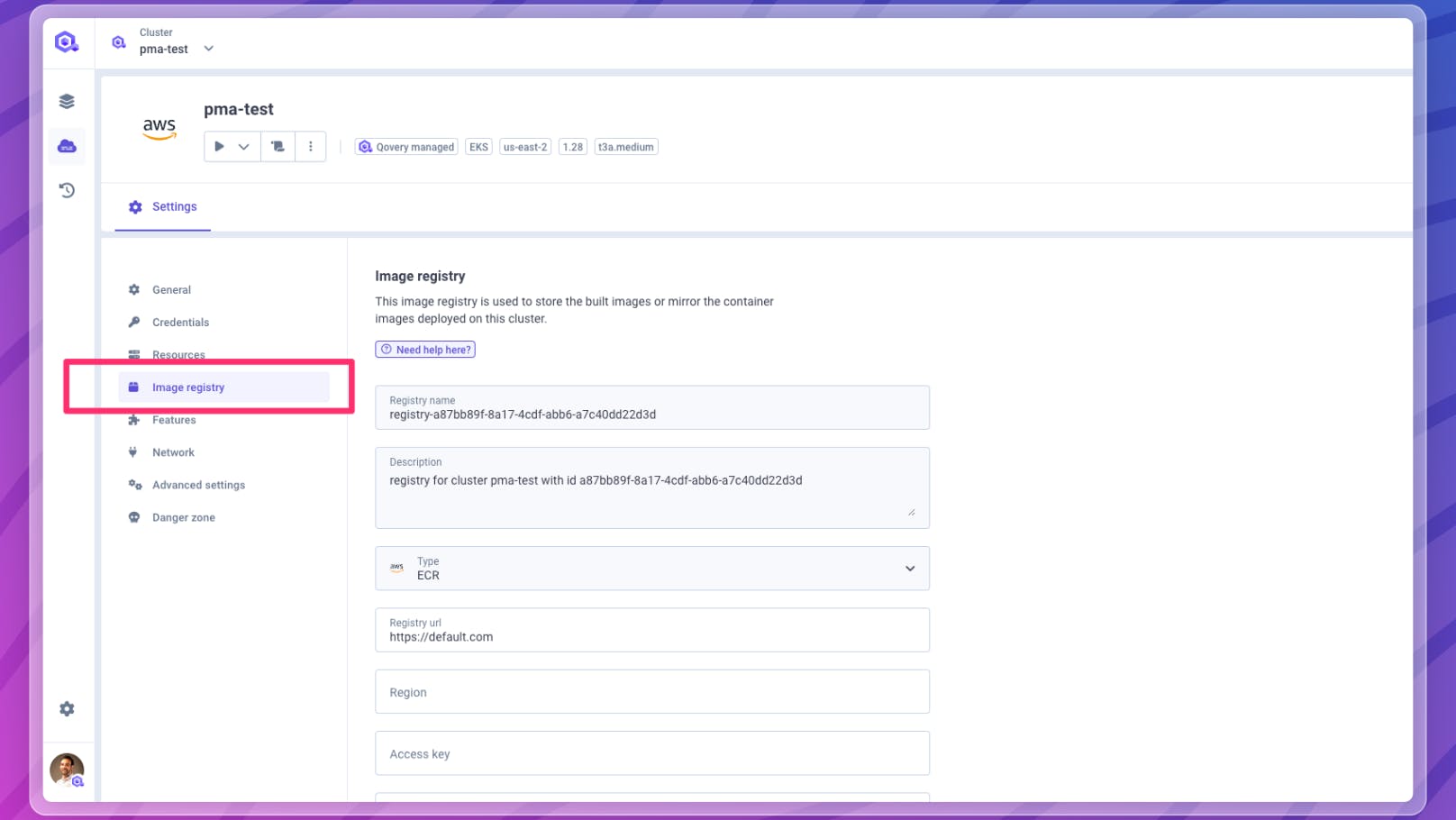 Mirroring registry in cluster settings