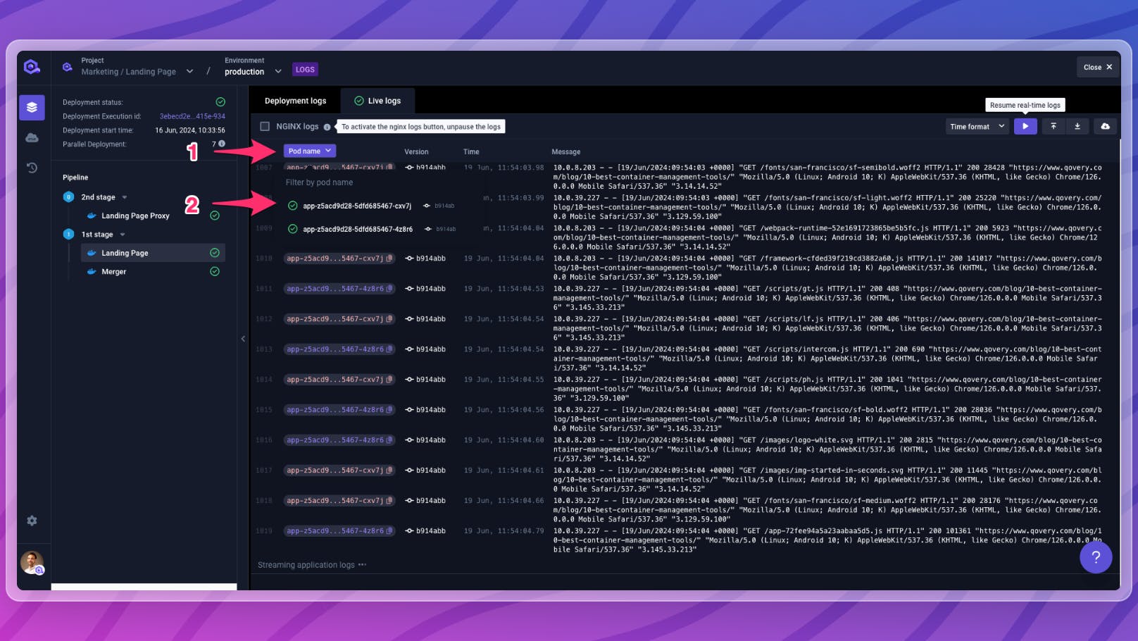 Filtering logs