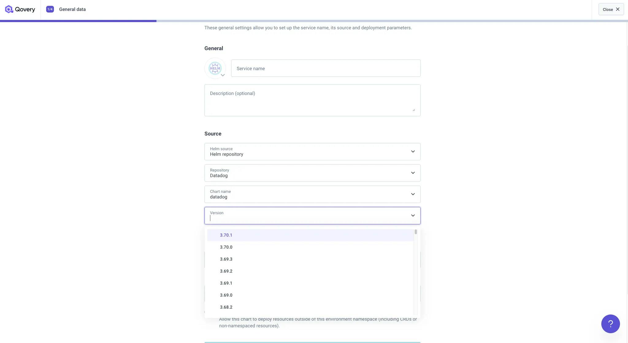 Easily select Chart name and version