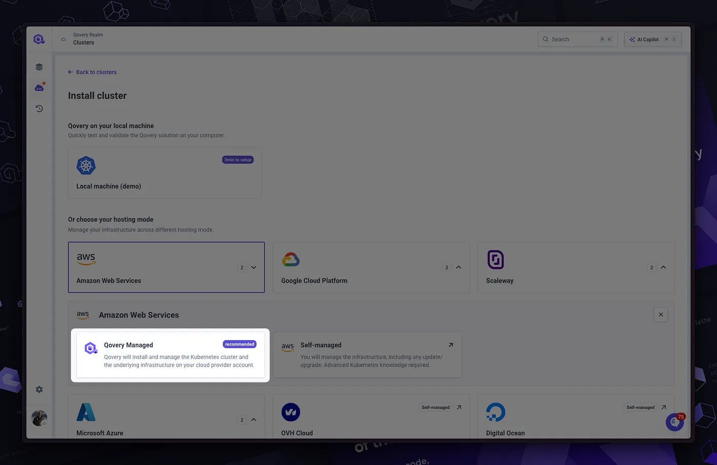 Cloud provider selection on Qovery