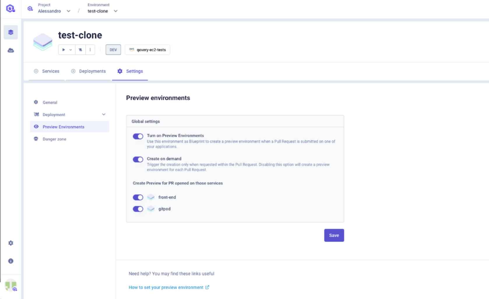 Ephemeral Environments on Qovery