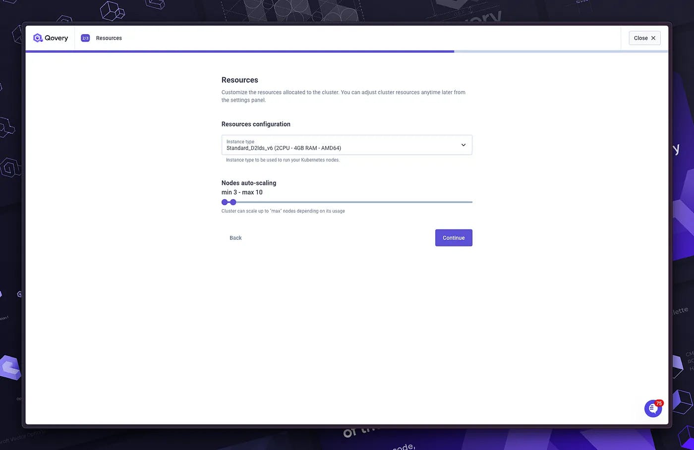 Set your type of cluster nodes on Qovery