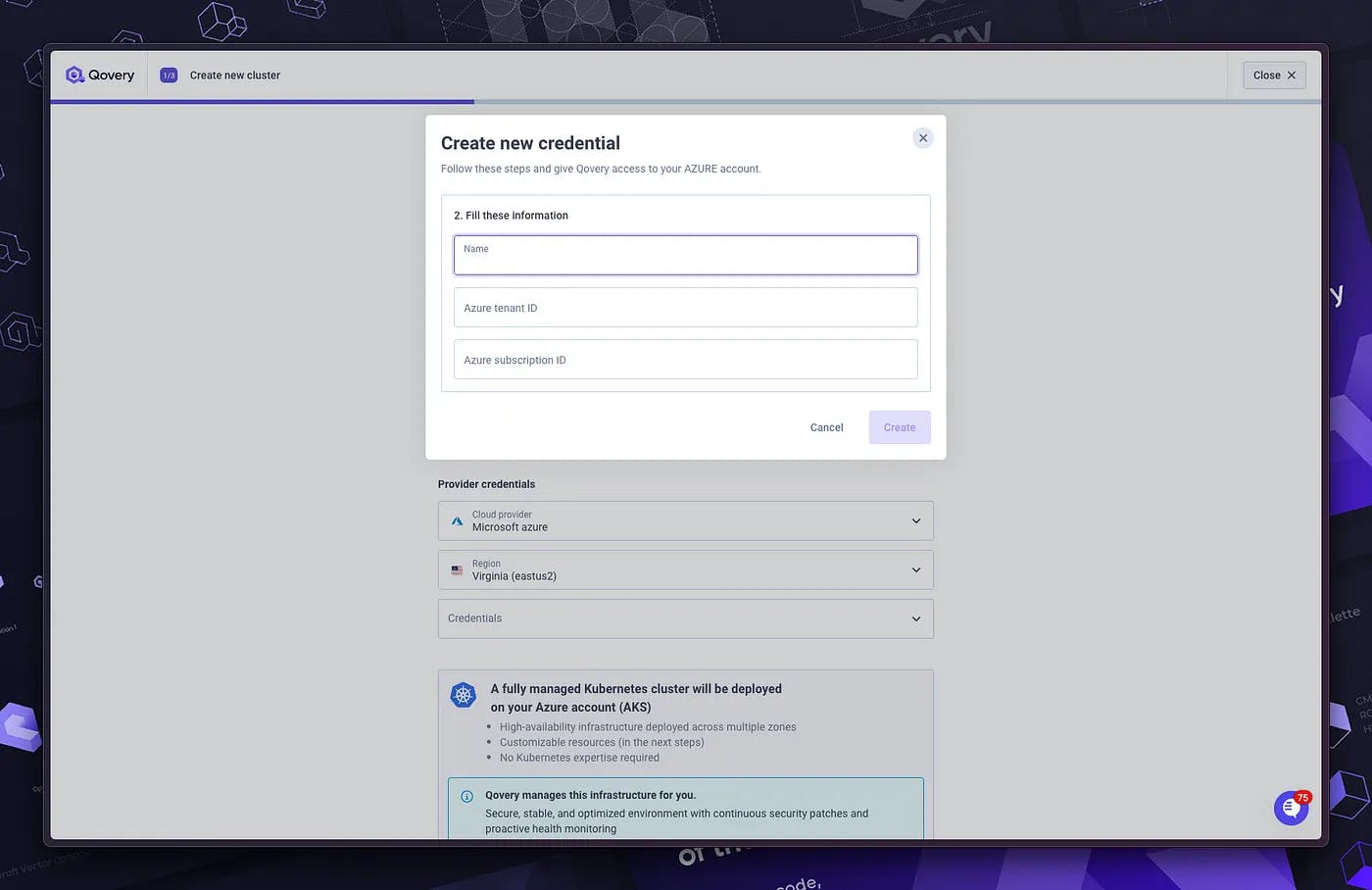 Set your Azure credentials on Qovery