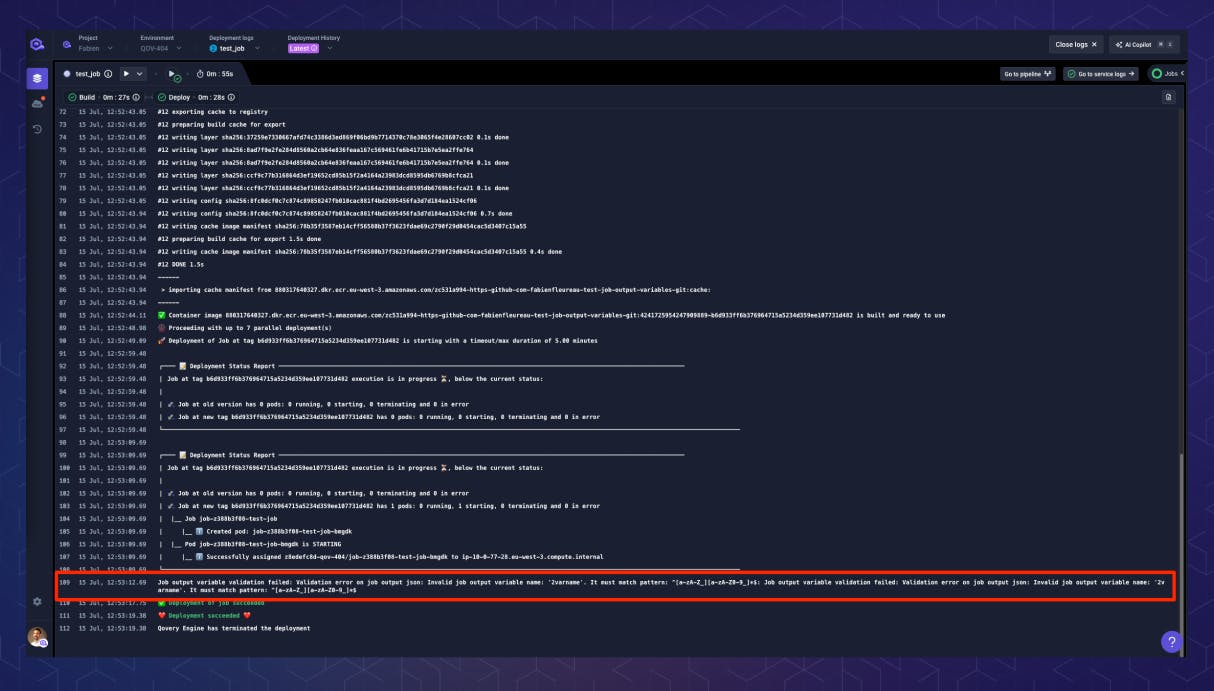 Job output validation