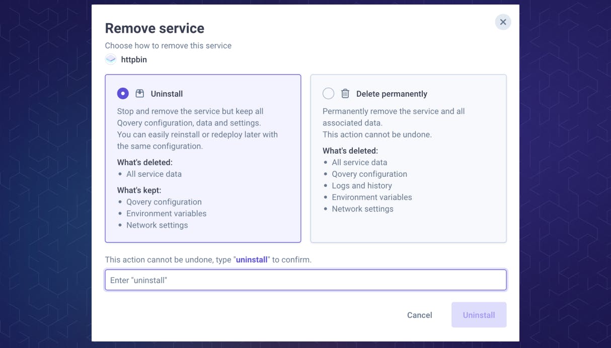Remove service - uninstall and delete