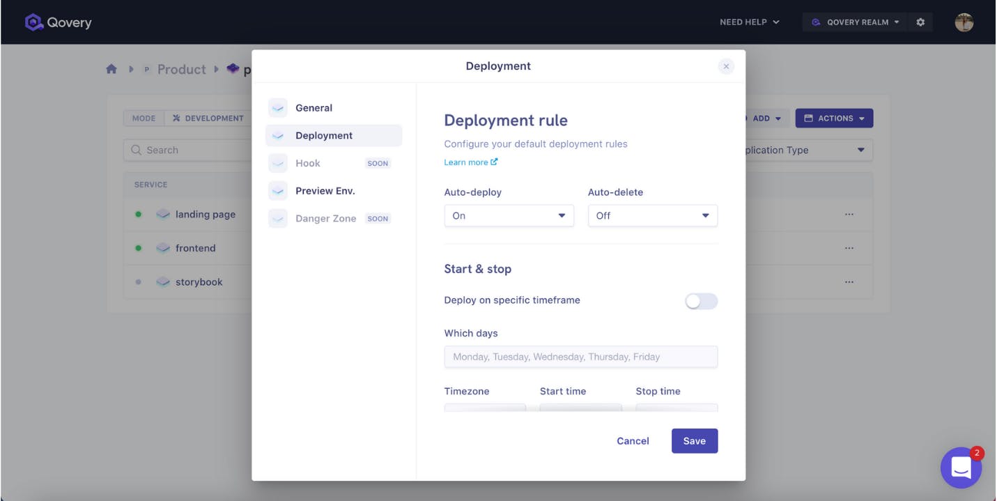 Deployment rule feature 