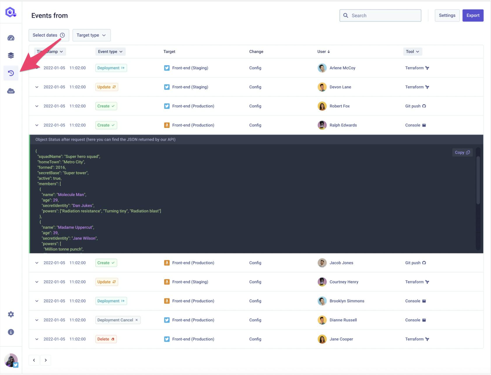 Audit Logs in the Qovery console