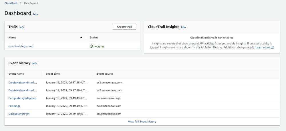 AWS Cloudtrail interface