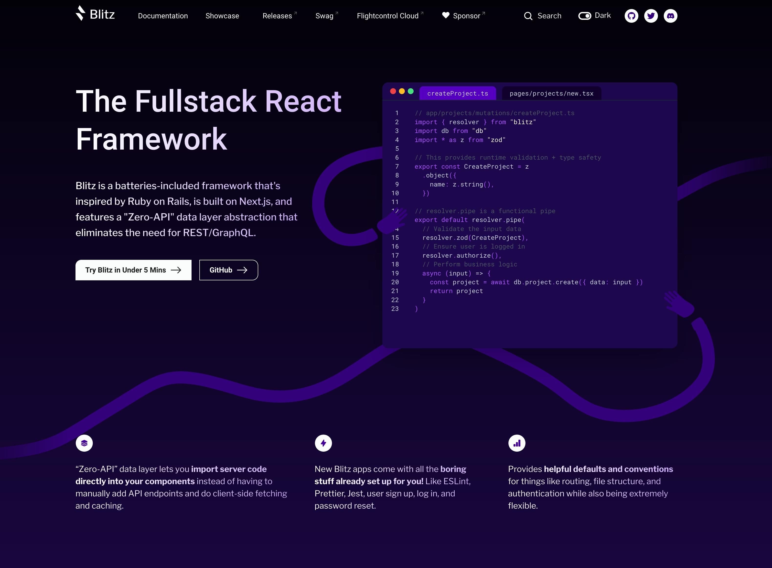 BlitzJS landing page