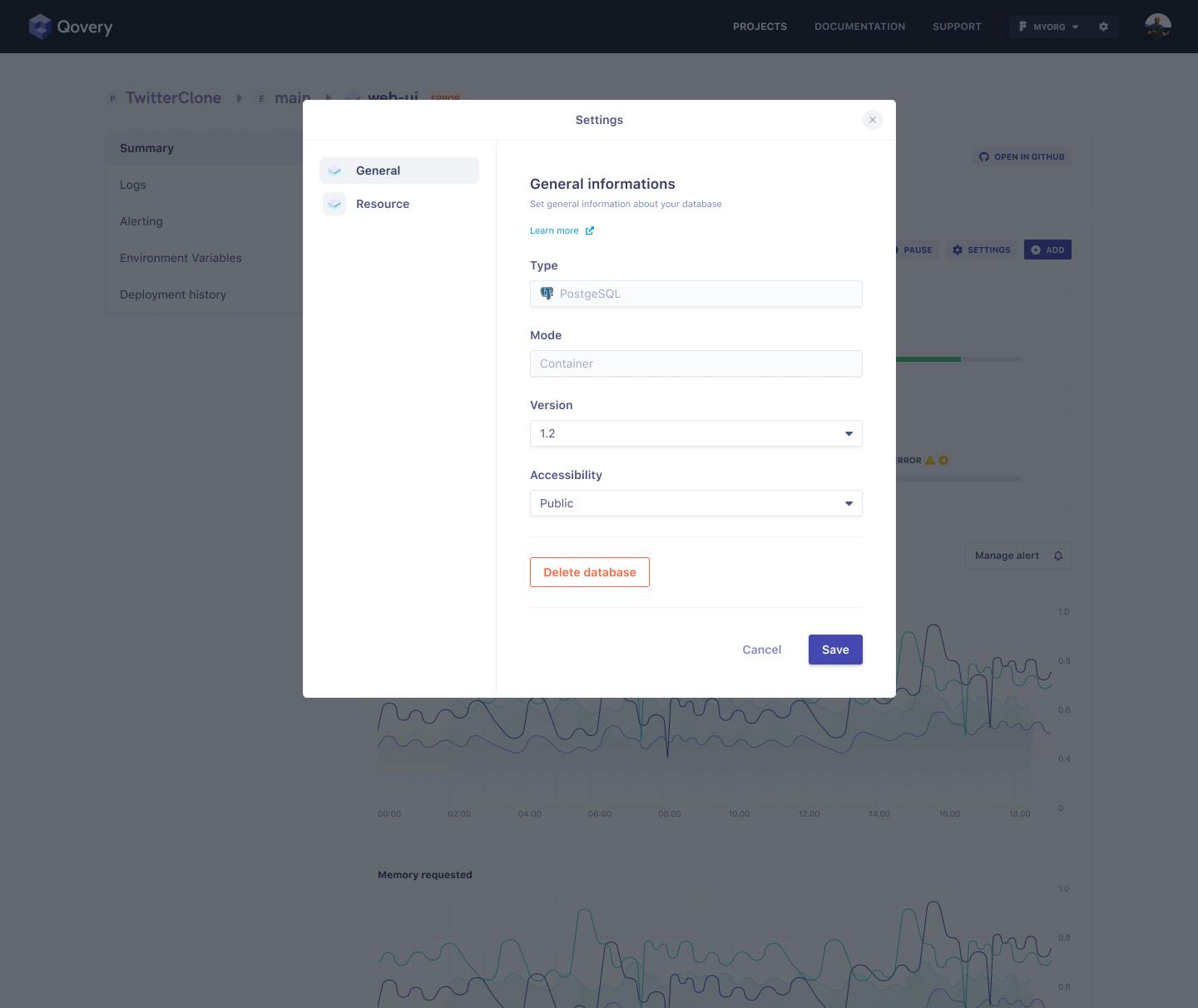 Database settings