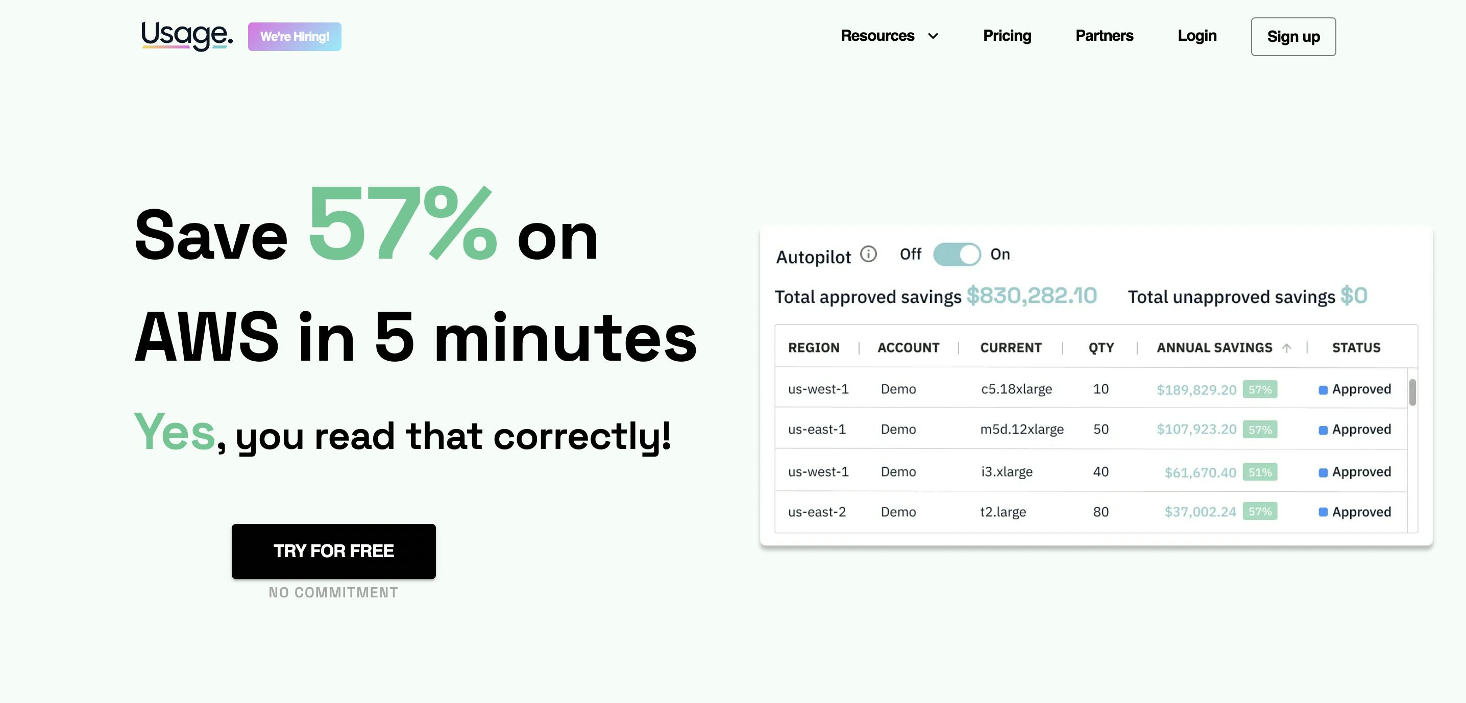 Usage AI Landing Page