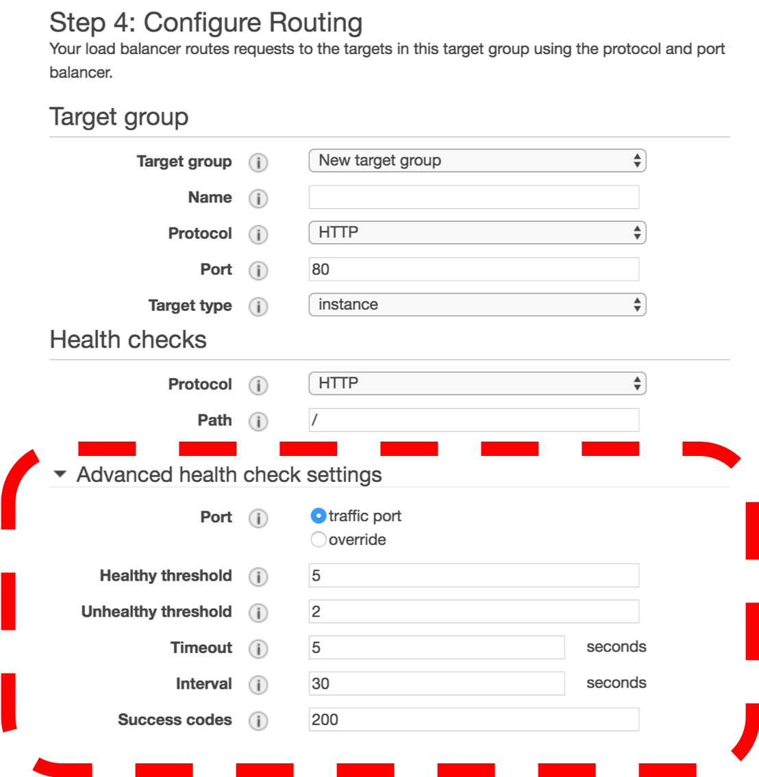 https://medium.com/@abbyfuller/not-containers-101-speed-up-your-deployments-817bf49d2923 - Advanced health check settings