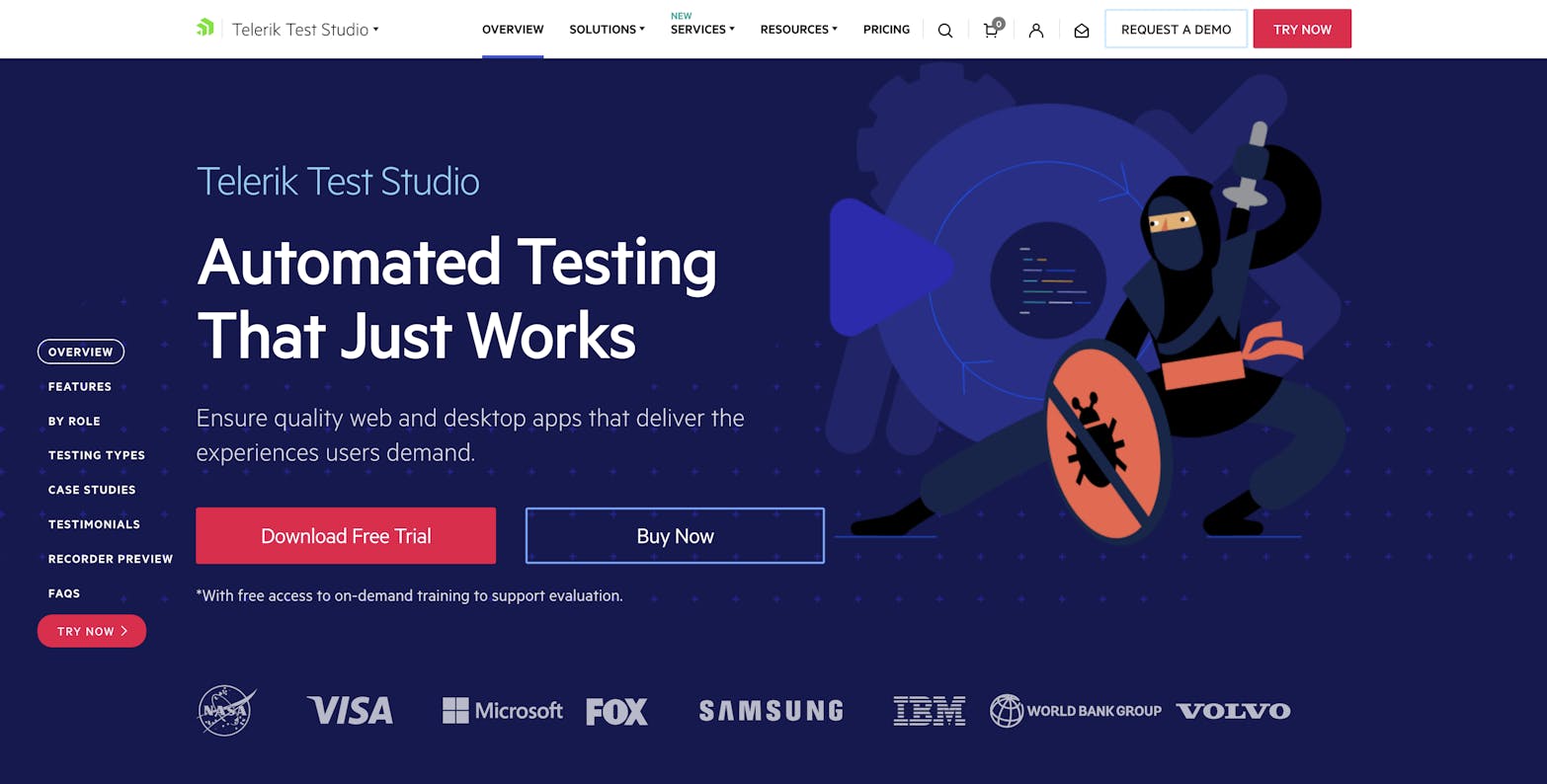 Telerik Test Studio Home Page