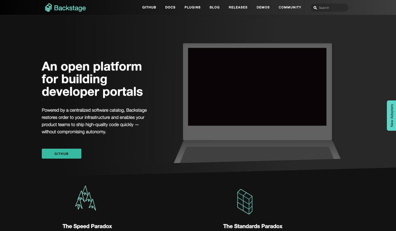 Backstage Landing Page