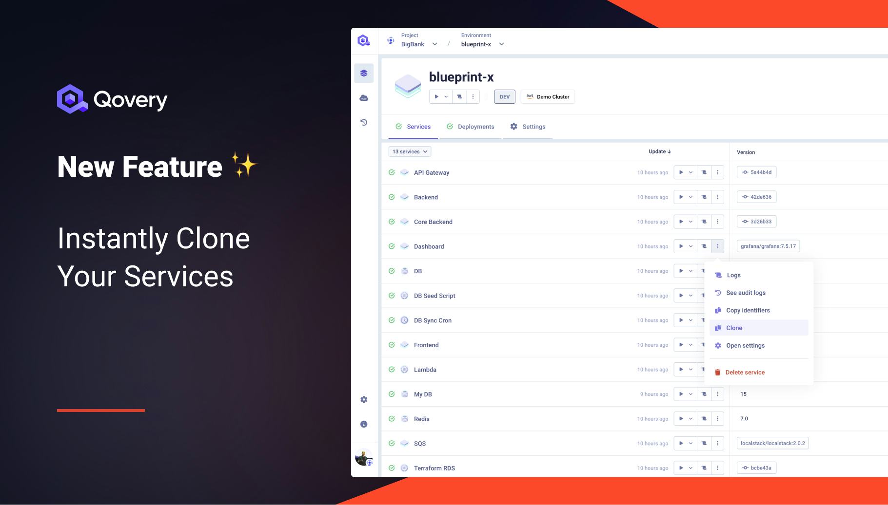 New Feature: Instantly Clone Your Service