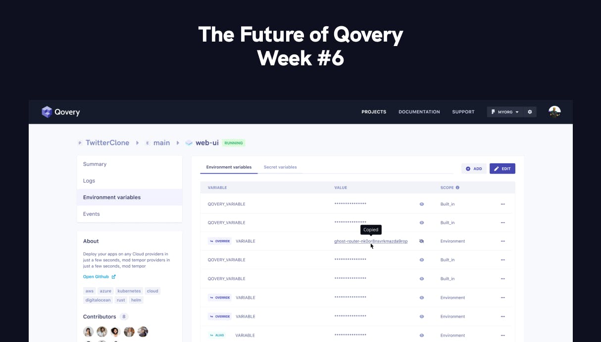 Environment variables and Secrets - The Future of Qovery - Week #6 - Qovery