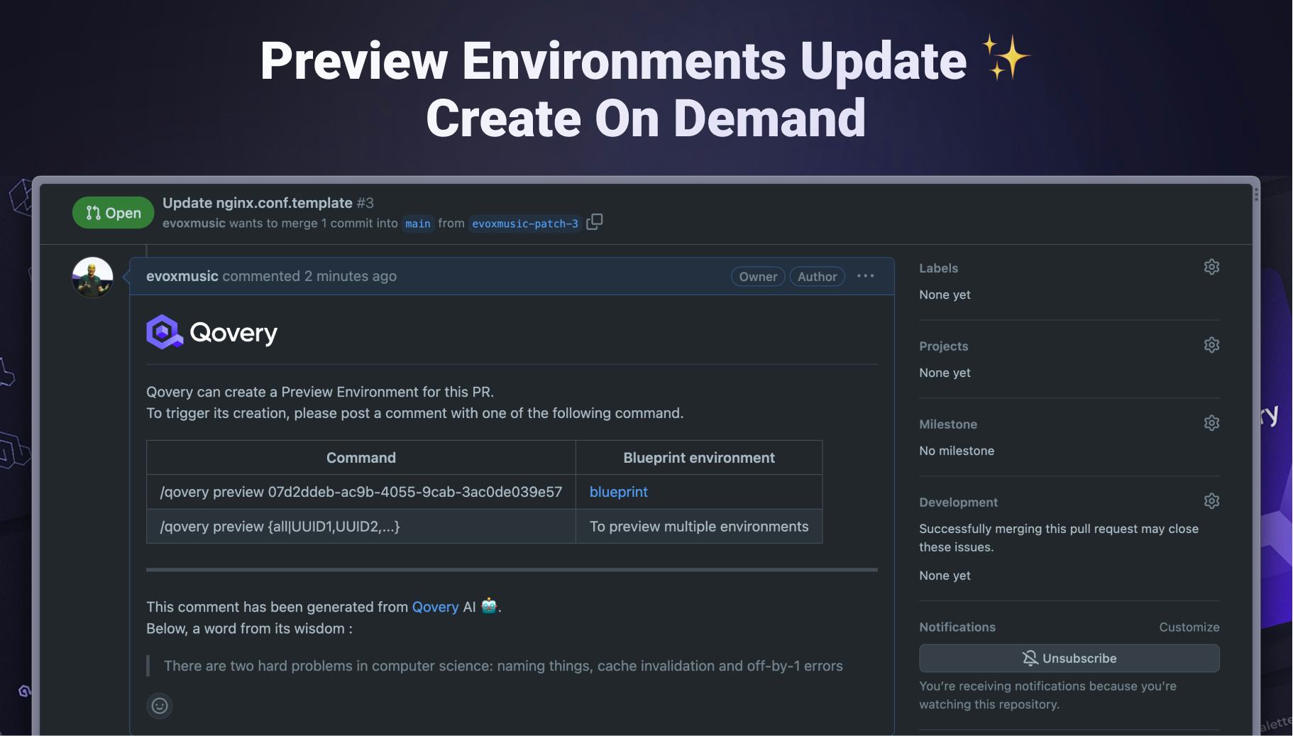 Manually Trigger Preview Environments with Create On Demand Feature - Qovery