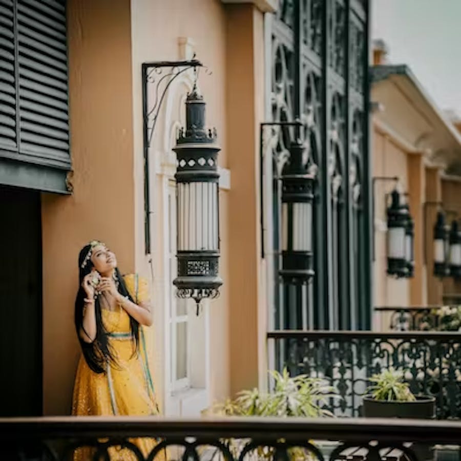 Bride in yellow outfit