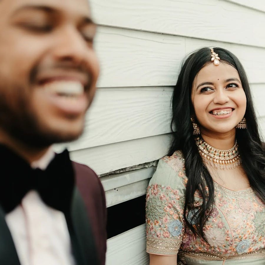 Bride looking at Groom