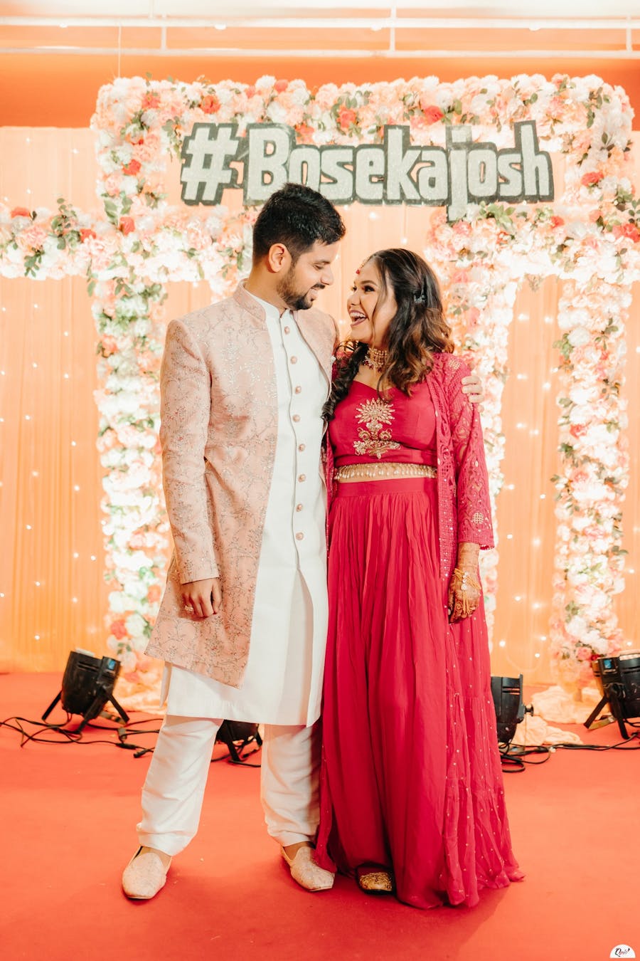 Blush pink & gold Jodhpuri suit for the groom