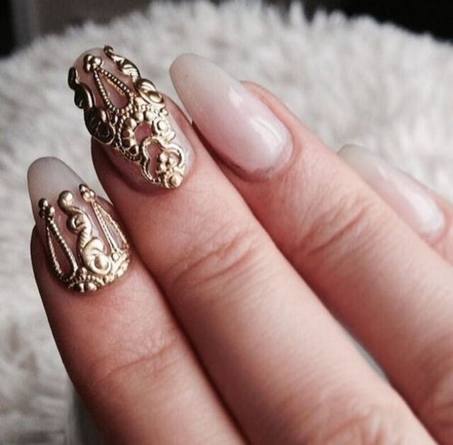 rhinestone nail art design