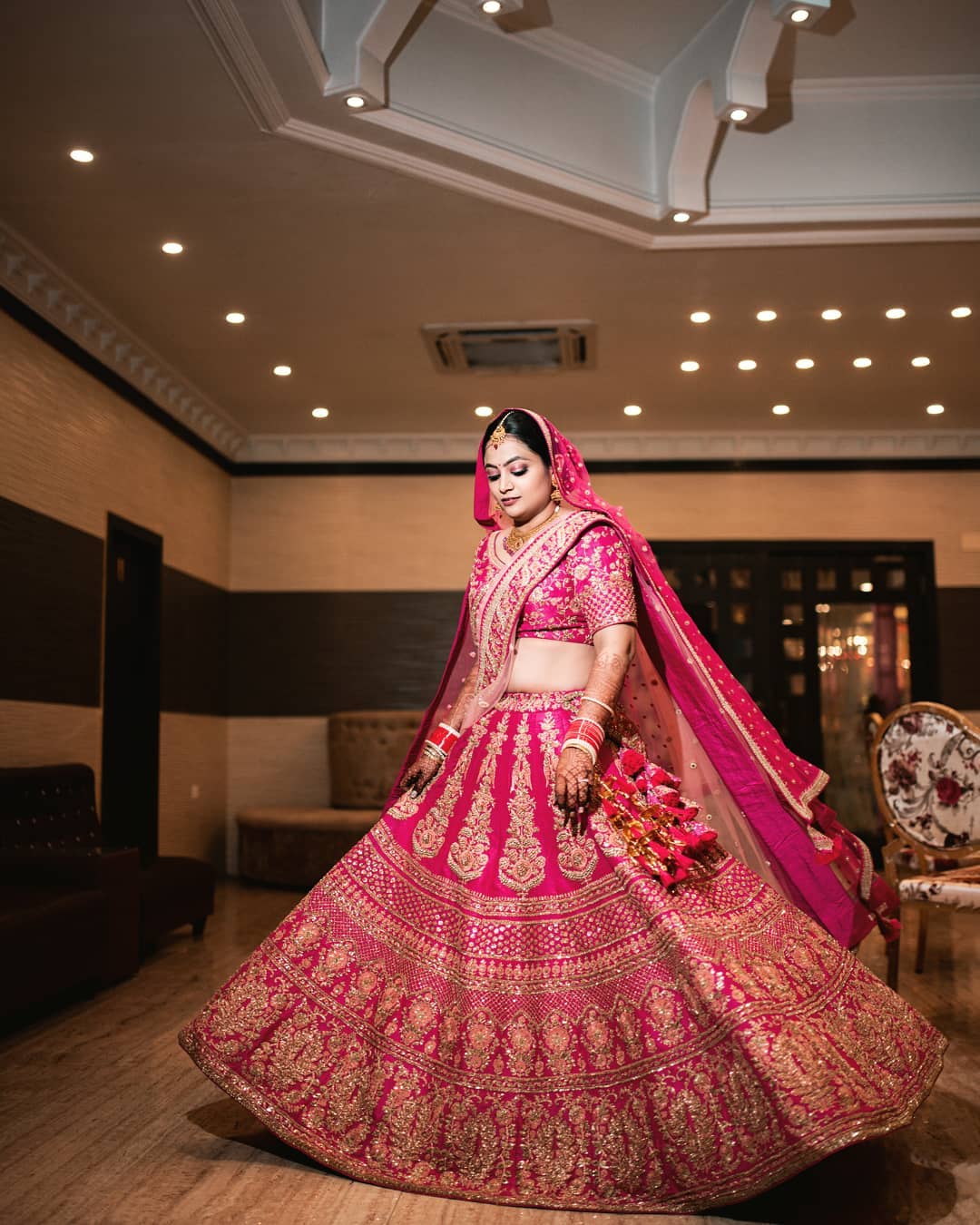 Reception look for hot sale bride in lehenga