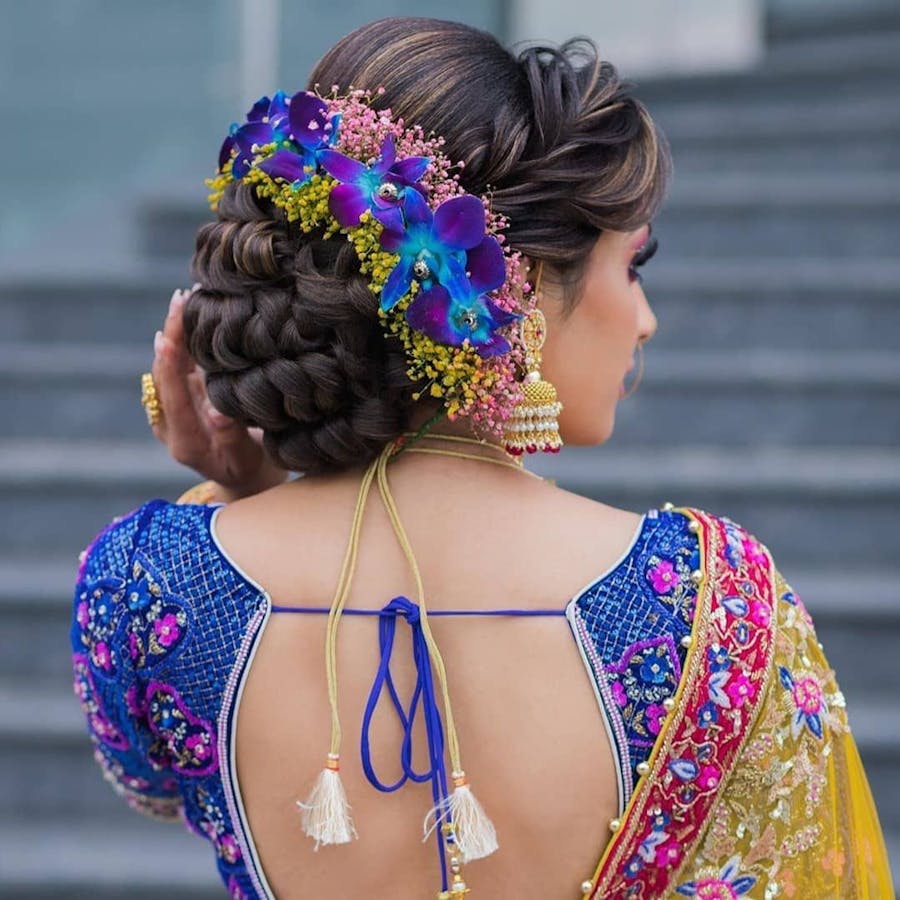 orchids bridal bun