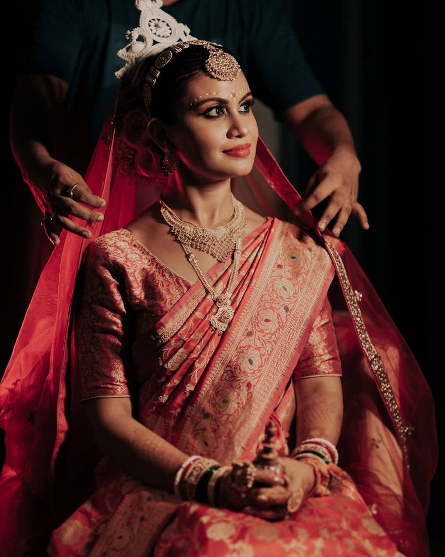 Red benarasi look