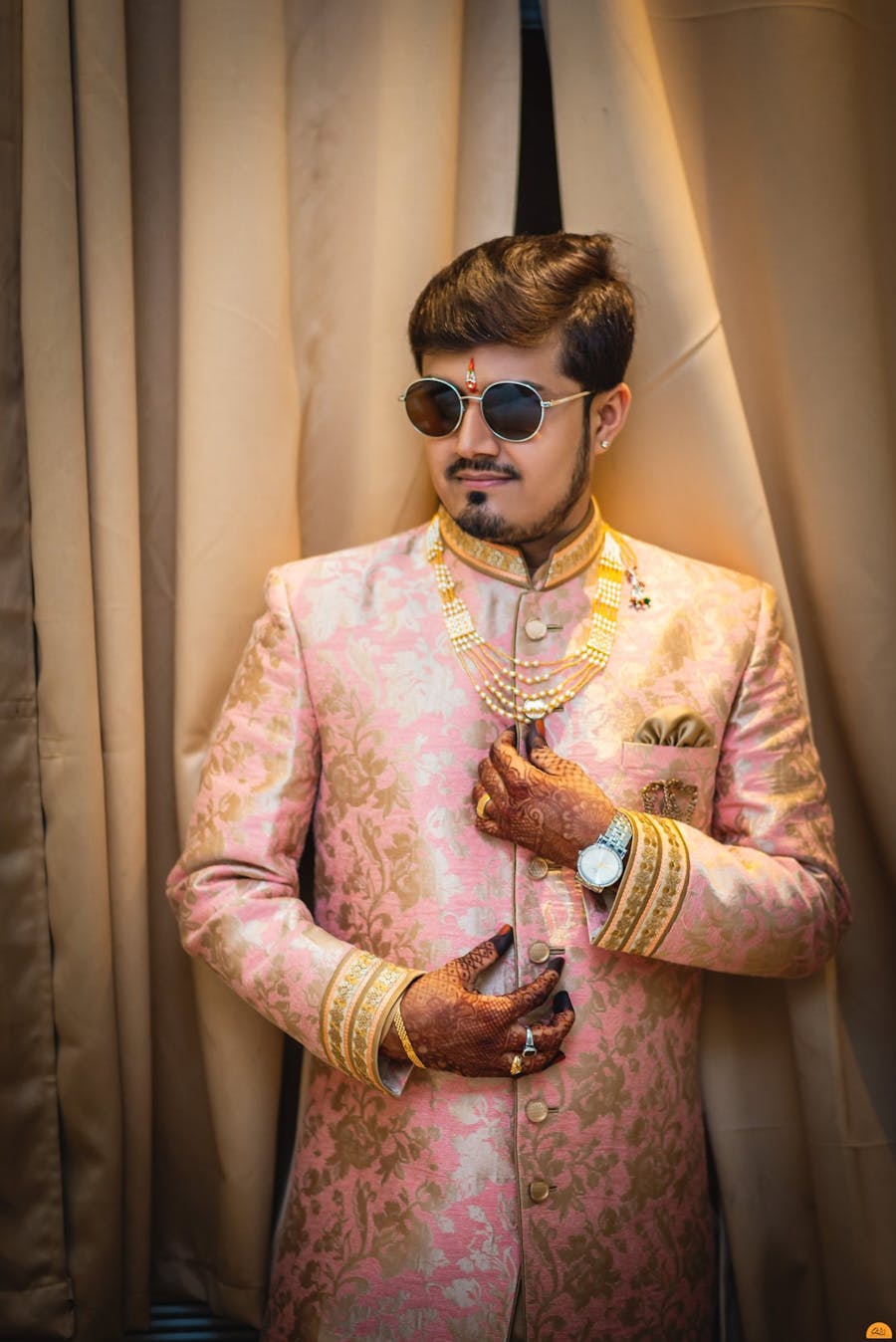 Classy groom mehndi design