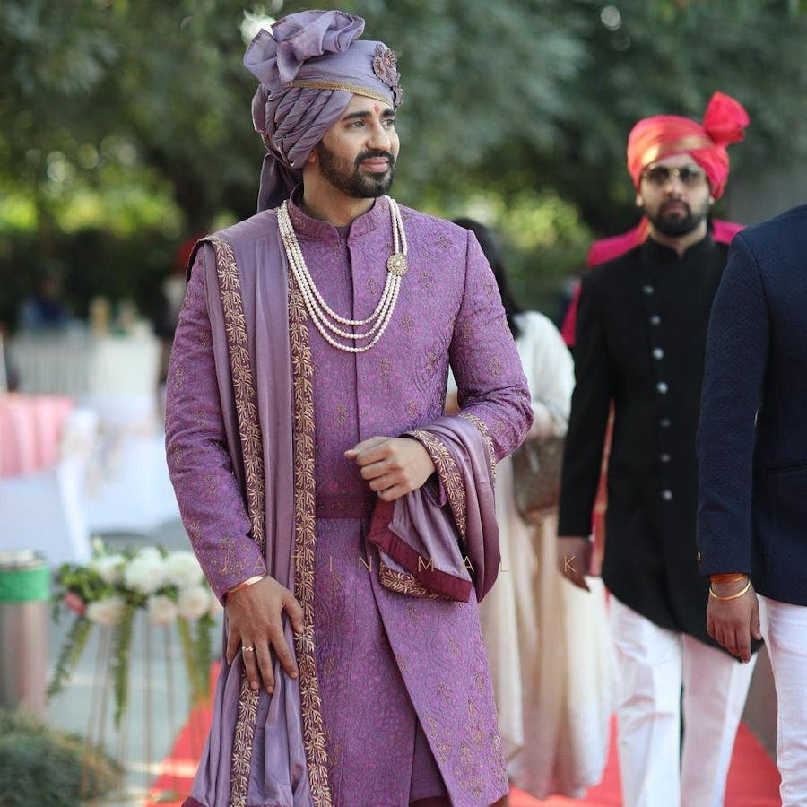 Elegant Lavender Sherwani for groom