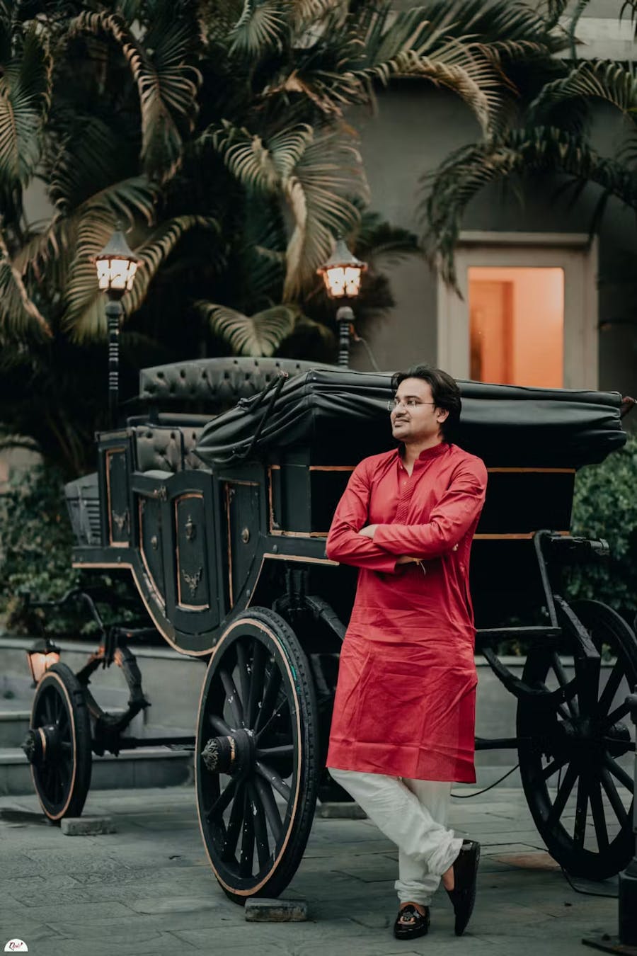 Groom waiting for bride in kurta pyjama