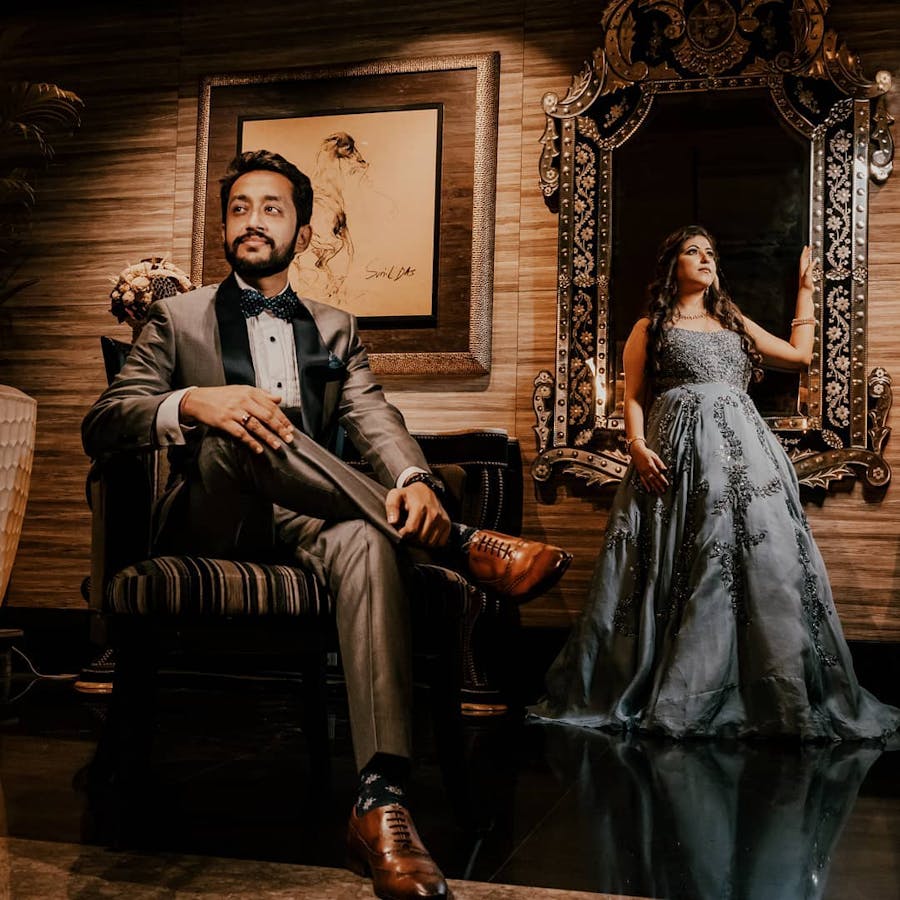 Romantic grey gown look