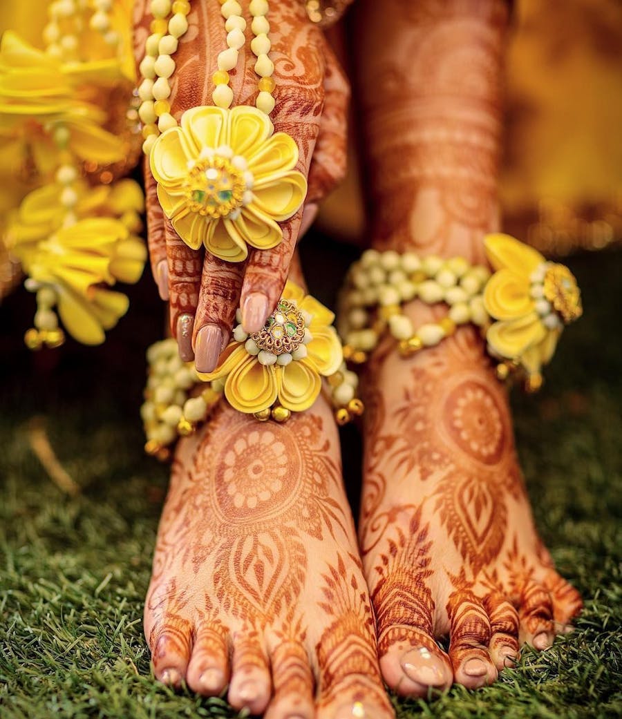floral anklets for haldi ceremony