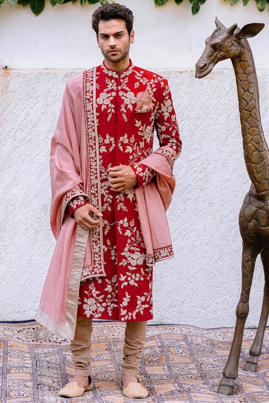 Red Sherwani designs for groom