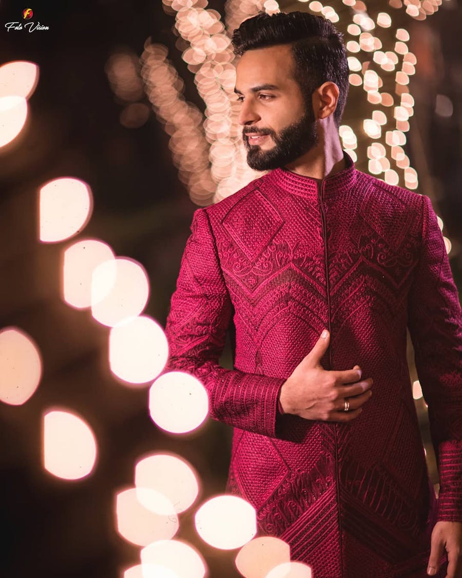 Maroon Embellished Sherwani