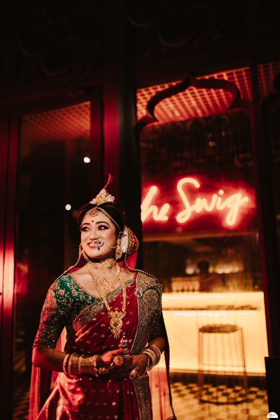 Beautiful earrings with bride