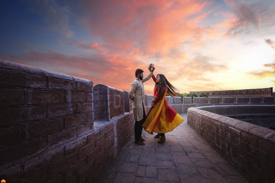 couple for pre wedding photoshoot at bridge