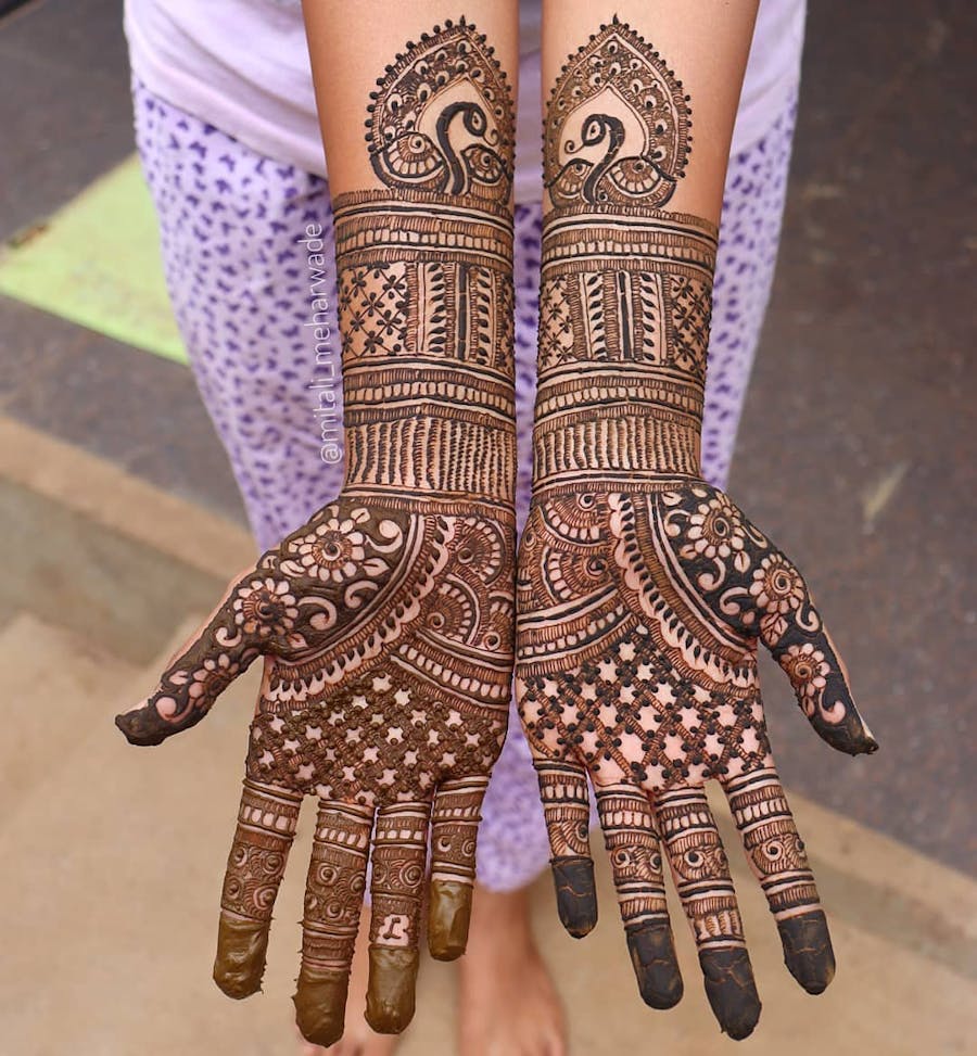 symmetric peacock design mehendi art