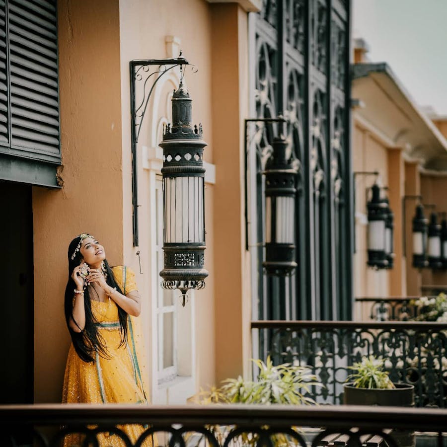 aesthetic yellow lehenga look.