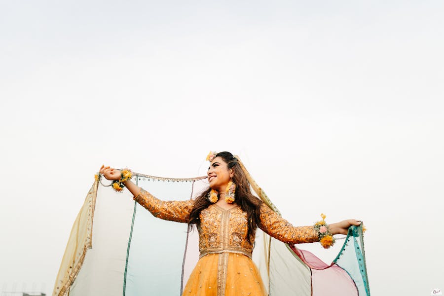 A cinematic pose of bride