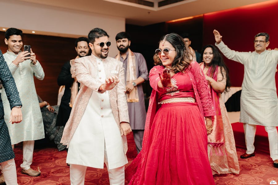 Blush pink & gold Jodhpuri suit for the groom