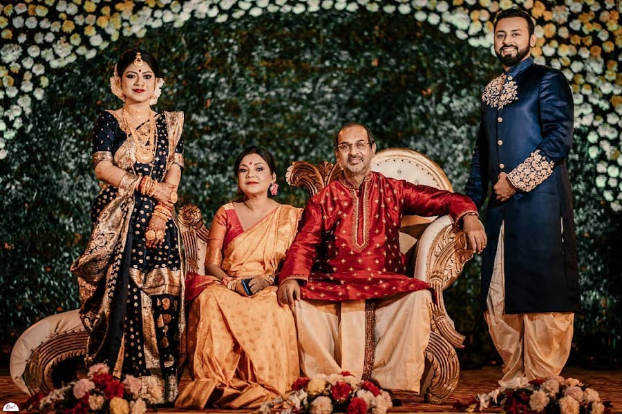 Royal navy blue bride family