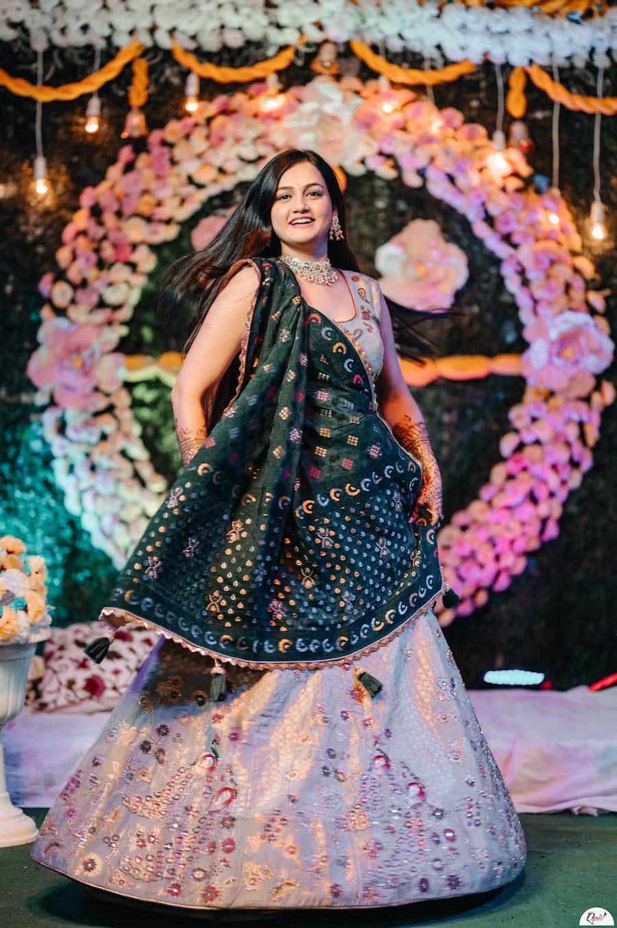 Bride swinging with happiness pic