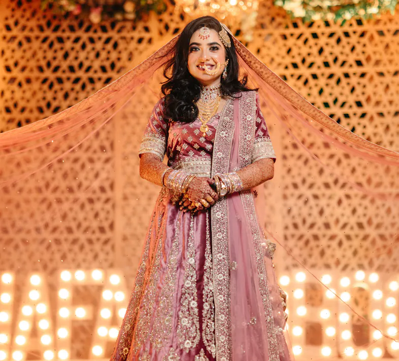 Transitive capture of a beautiful Muslim bride in wedding outfit