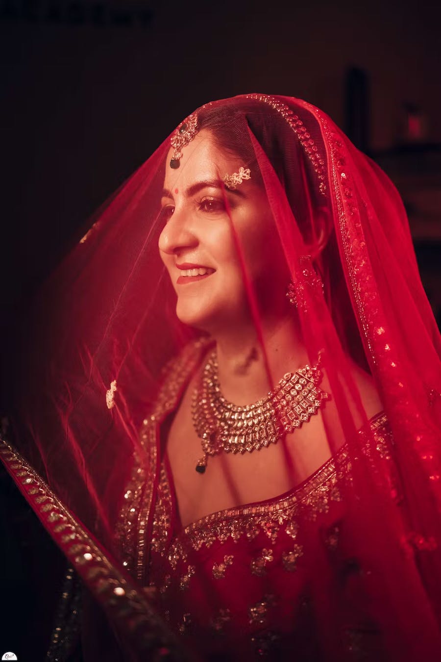 Pic of bride covered in veil