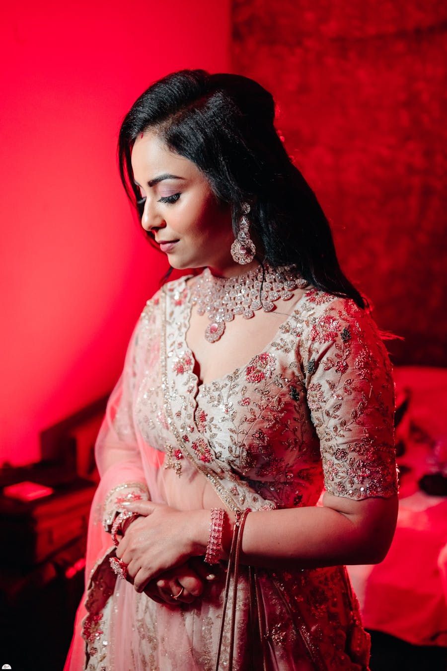 Floral embroidery bridal blouse