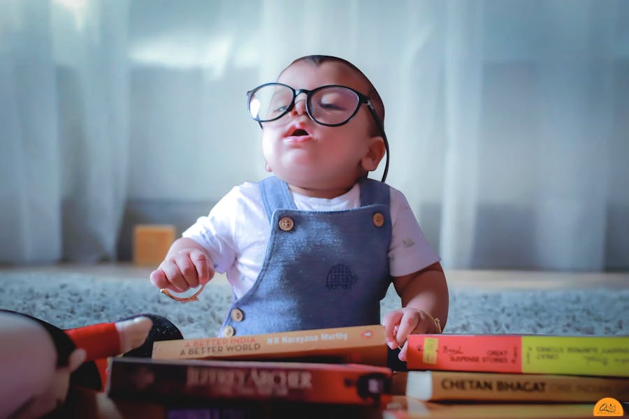 A cute baby photoshoot pose